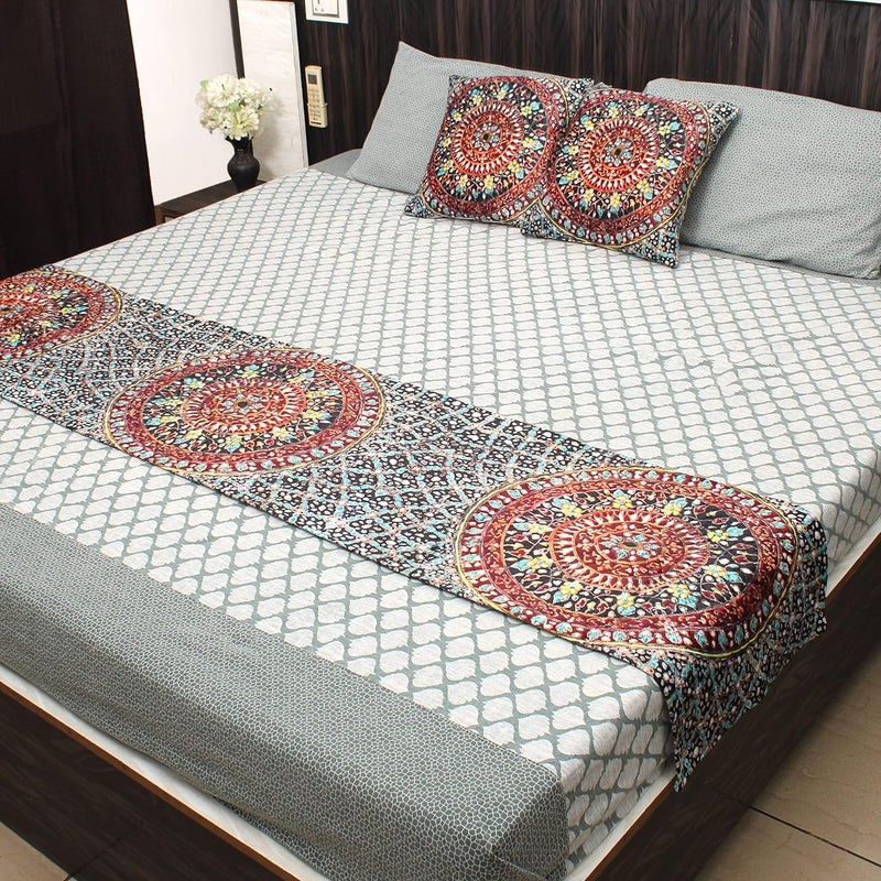 AAZEEM AAZEEM Exclusive Elegant Velvet Bed Runner Scarf Bed Decoration Design Bed Runner with 2 Cushion Covers 16X98 Inches  - Image 1