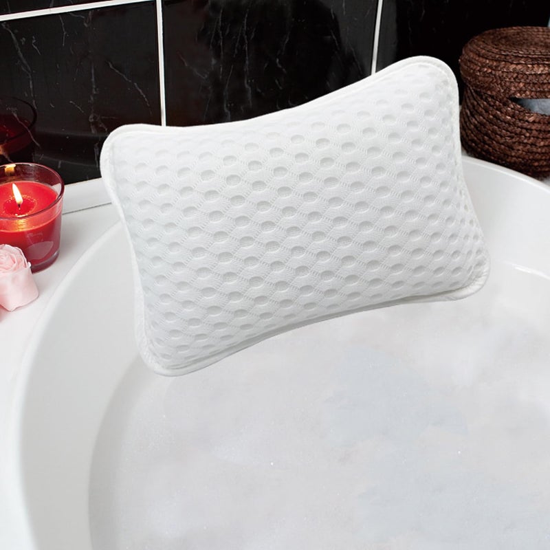 Rasenoo Bath Pillows for tub,Home Spa Pillows for Bathtub, Hot Tub,Head and Neck Support with 2 Strong Suction Cups,White - Image 1