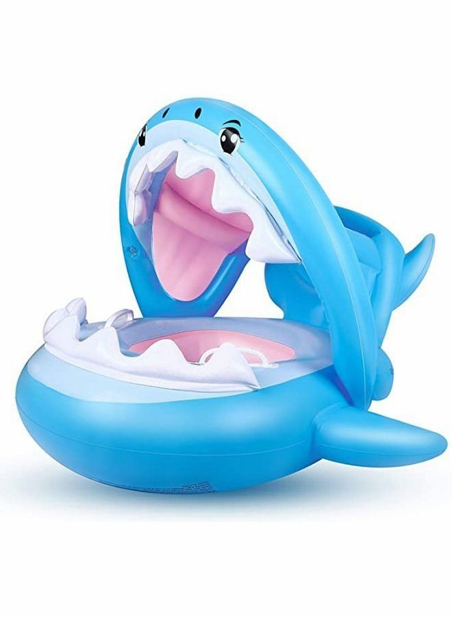 PYEBE Baby Float Swimming Pool Toddler Floaties Inflatable Outdoor Swimming Ring Seat with Inflatable Canopy Shark Infant Pool Float - Image 1