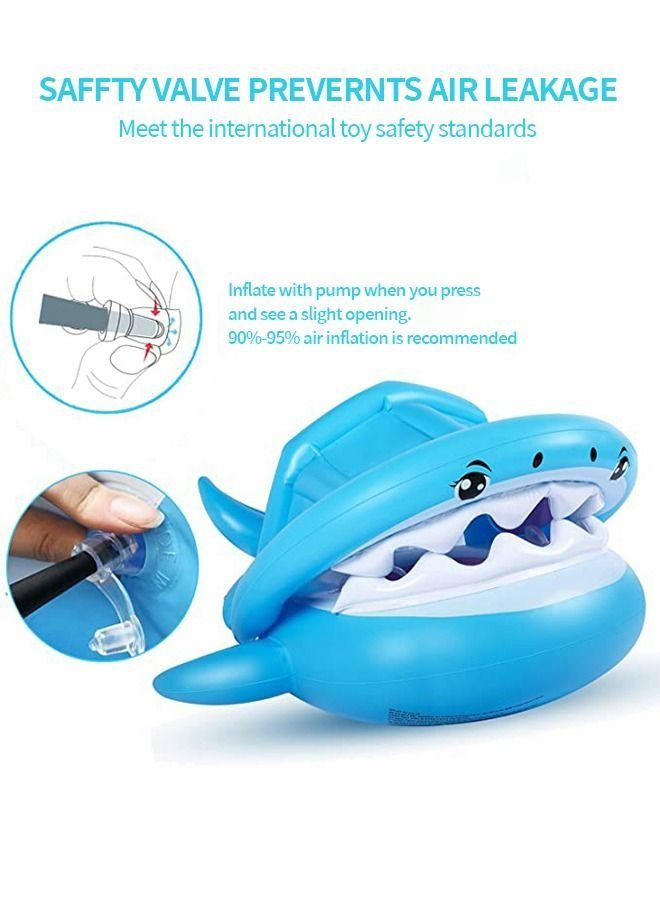 PYEBE Baby Float Swimming Pool Toddler Floaties Inflatable Outdoor Swimming Ring Seat with Inflatable Canopy Shark Infant Pool Float - Image 2