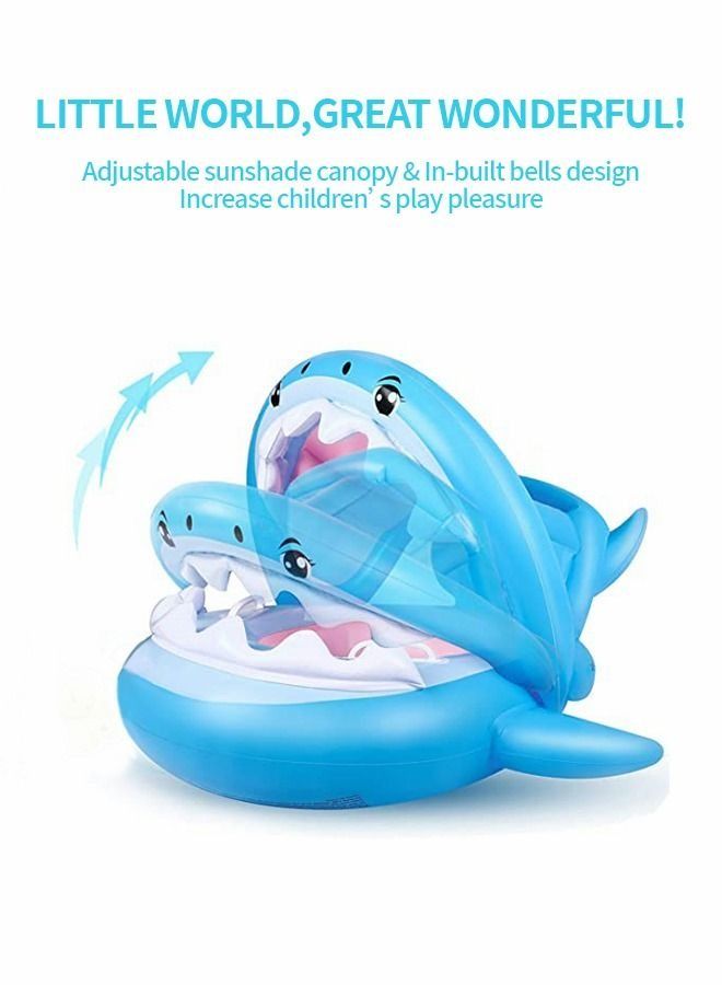 PYEBE Baby Float Swimming Pool Toddler Floaties Inflatable Outdoor Swimming Ring Seat with Inflatable Canopy Shark Infant Pool Float - Image 3