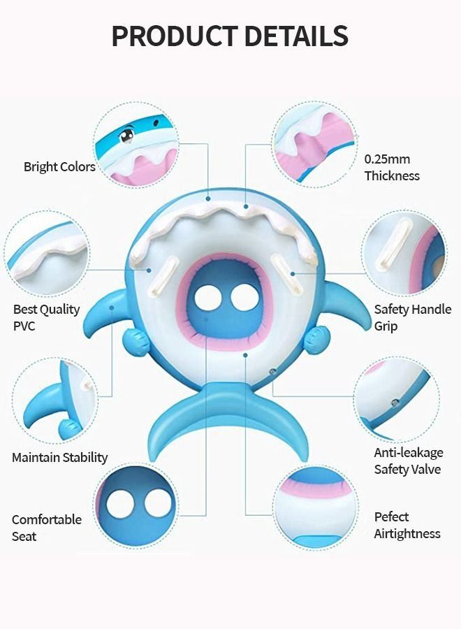 PYEBE Baby Float Swimming Pool Toddler Floaties Inflatable Outdoor Swimming Ring Seat with Inflatable Canopy Shark Infant Pool Float - Image 5