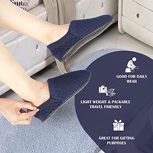 Footmate Lightweight Anti-Skid House Shoes, Anti Slip/Skid Rubber Grip Casual House Slipper Socks, Low Cut Socks for Home, Office, Living Room, Bedroom – NAVY, Size - M (24.5 cm) (2 Pair Pack) - Image 3