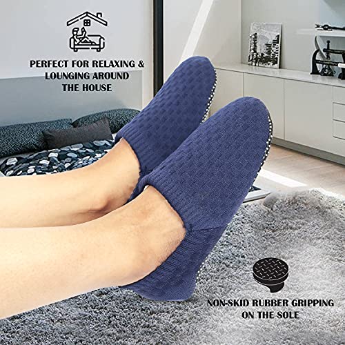 Footmate Lightweight Anti-Skid House Shoes, Anti Slip/Skid Rubber Grip Casual House Slipper Socks, Low Cut Socks for Home, Office, Living Room, Bedroom – NAVY, Size - M (24.5 cm) (2 Pair Pack) - Image 4