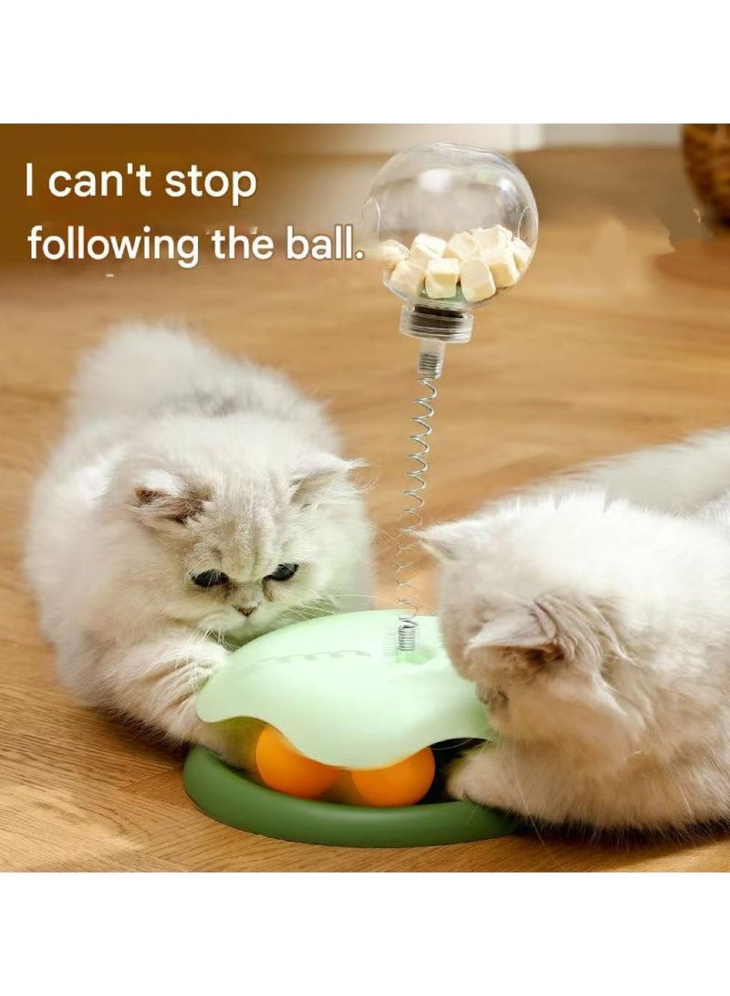 Cat Toy Treat Dispensing Ball Cat Teaser Wand Cat Playground Turntable – Self-Entertaining Essential Pet Supplies - Image 1