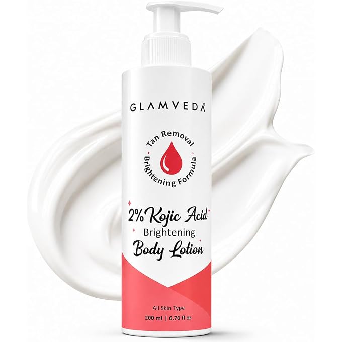 Glamveda Body Lotion with 2% Kojic Acid & Alpha Arbutin 200ml | 24hr Deep Moisturizer for Dry Skin, Nourishes & Protect Skin | Remove Dark Spots, Pigmentation, Tan Removal | Non Greasy | All Skin Type - Image 1