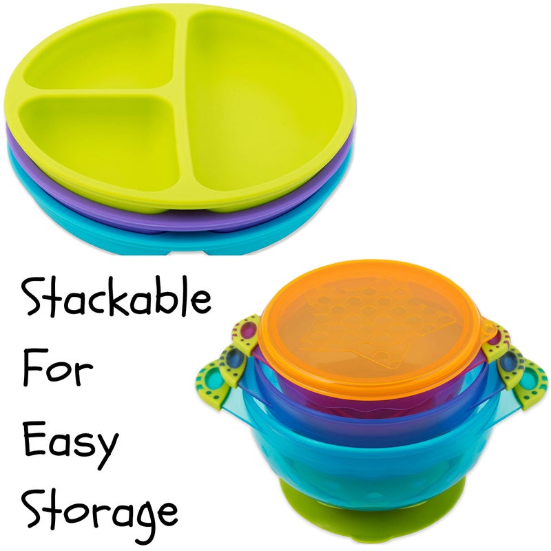 EVLA'S Silicone Plates & Baby Bowls Set, Suction Bowls with Lids and Divided Plates, Unbreakable, Easy-to-Clean Feeding Set for Growing Babies and Toddlers - Image 4