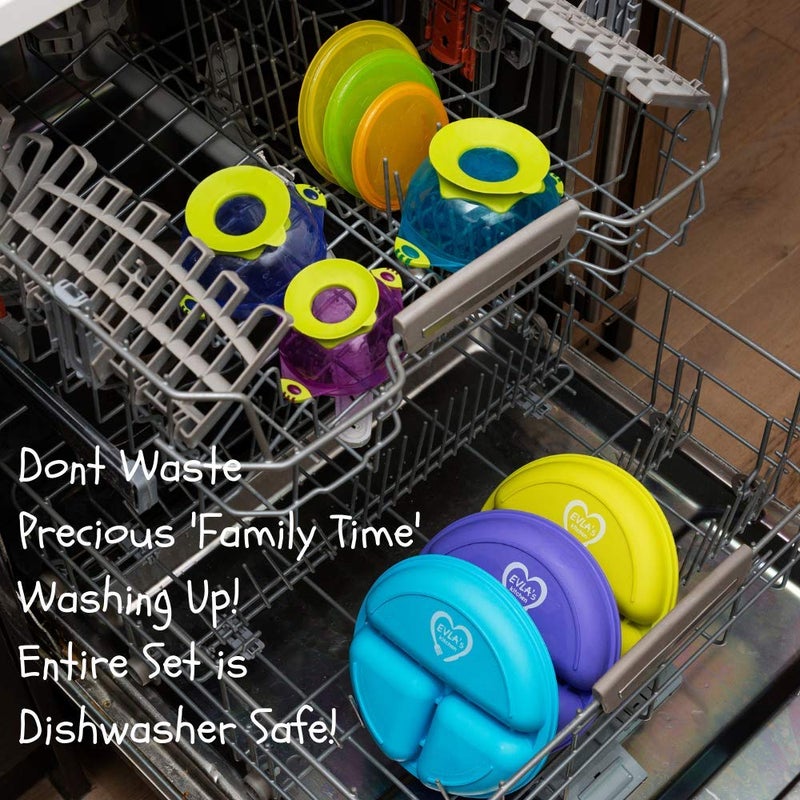 EVLA'S Silicone Plates & Baby Bowls Set, Suction Bowls with Lids and Divided Plates, Unbreakable, Easy-to-Clean Feeding Set for Growing Babies and Toddlers - Image 3
