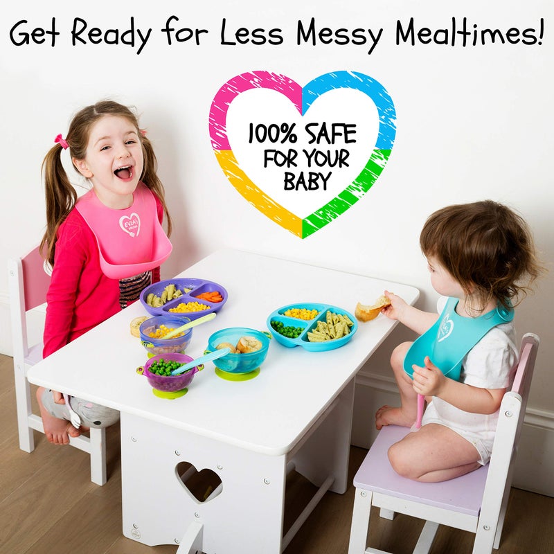 EVLA'S Silicone Plates & Baby Bowls Set, Suction Bowls with Lids and Divided Plates, Unbreakable, Easy-to-Clean Feeding Set for Growing Babies and Toddlers - Image 2