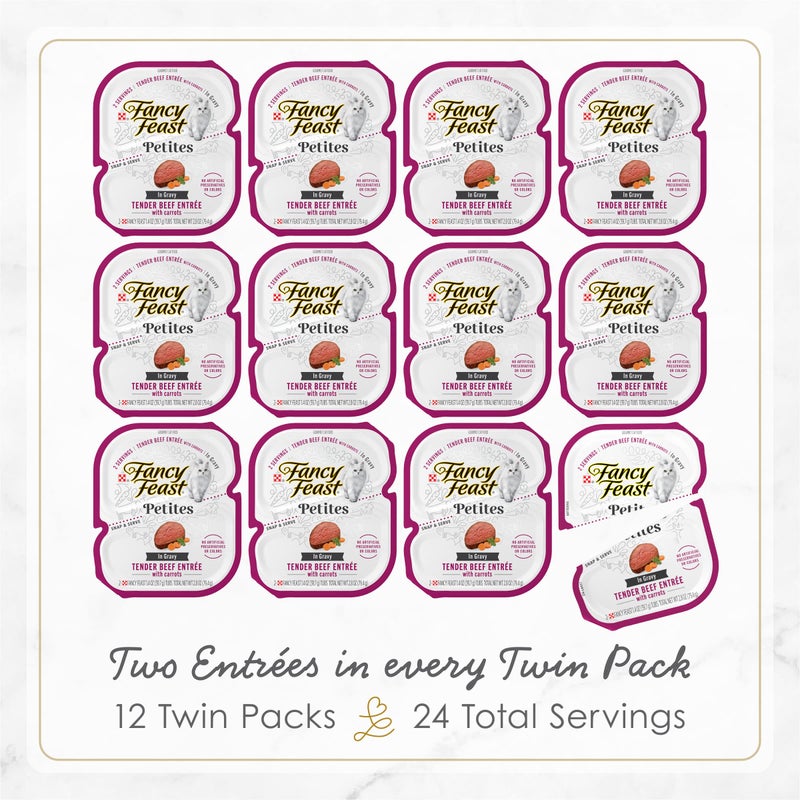 Fancy Feast Purina Fancy Feast Petites Tender Beef Entree With Carrots in Gravy Gourmet Wet Cat Food - (Pack of 12) 2.8 oz. Tubs - Image 2