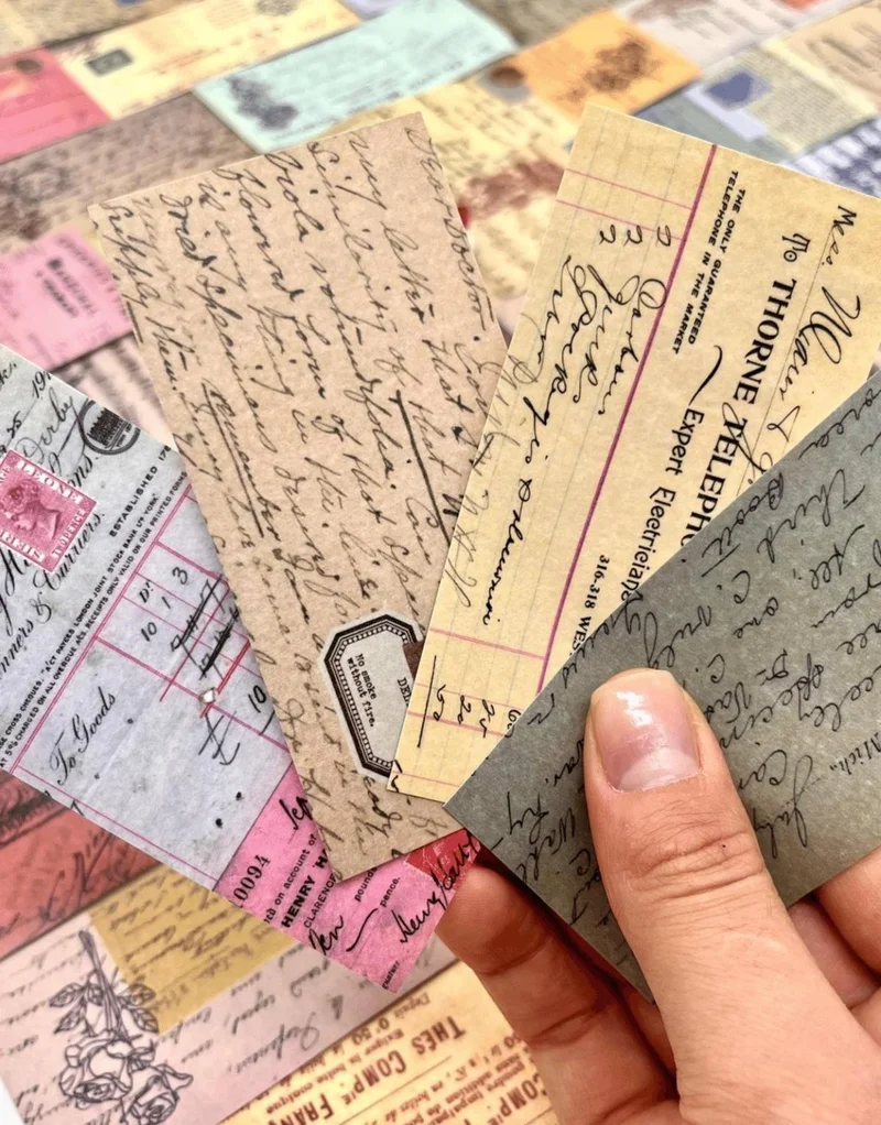 Kağıt Gemi Dükkan Paper Ship Shop Vintage Letter and Envelope Pattern 50 Sheets Red Notebook Sticker / Bullet Journal / Scrapbook