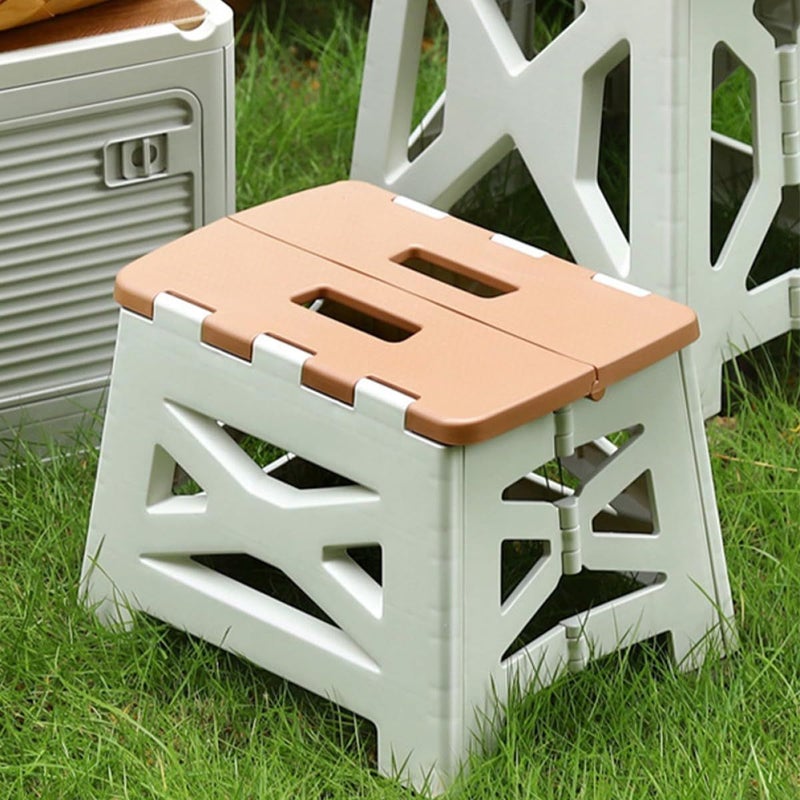 Foldable Camping Stool Portable Lightweight Outdoor Seat Compact Travel Footrest Khaki - Image 3