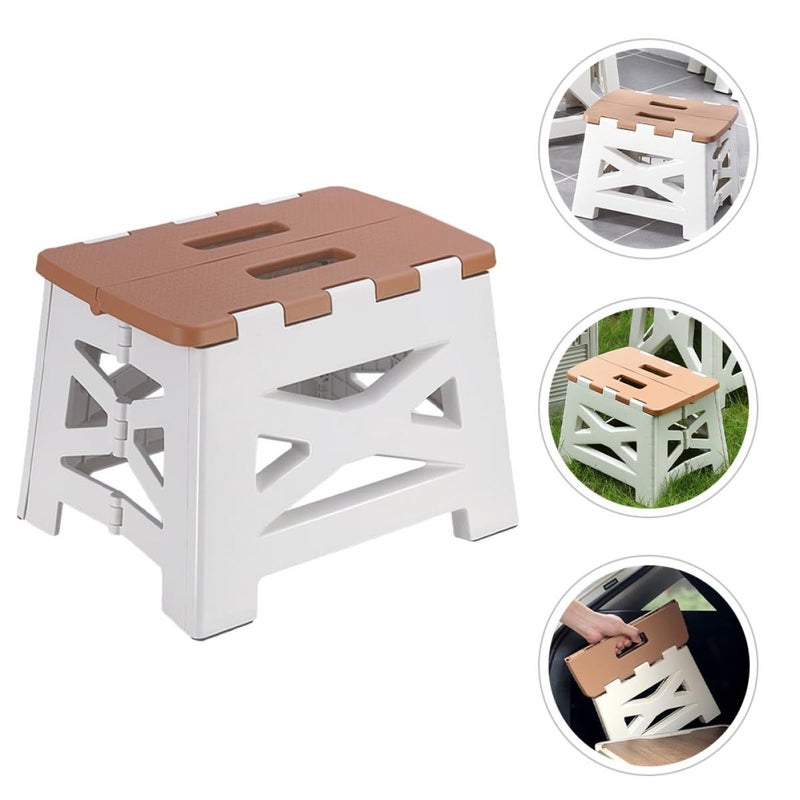 Foldable Camping Stool Portable Lightweight Outdoor Seat Compact Travel Footrest Khaki - Image 5