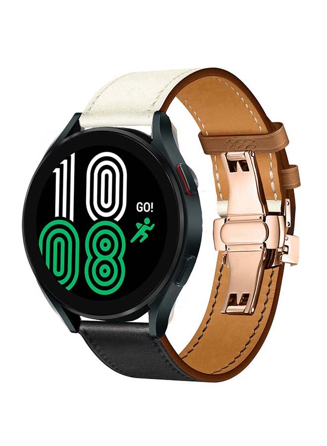 Perfii Replacement Band For Samsung Galaxy Watch4 Noir/Blanc/Gold Swift - White Black - Image 2