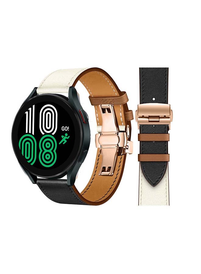 Perfii Replacement Band For Samsung Galaxy Watch4 Noir/Blanc/Gold Swift - White Black - Image 1