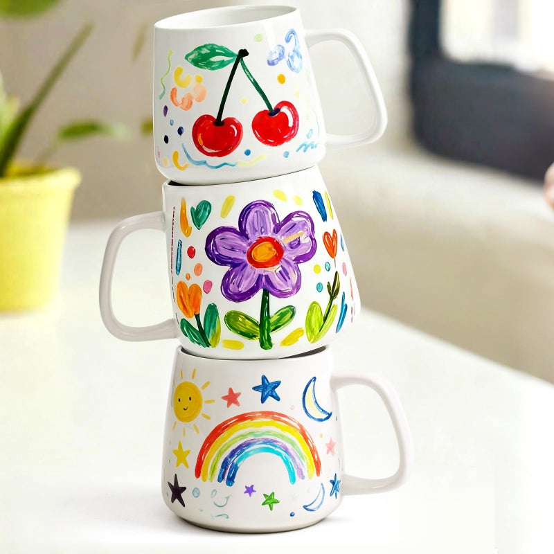Maustic Mug Painting Kit, Paint Your Own Mug Kit, 2 Pcs Ceramic Mugs to Paint, Mothers Day Fathers Day Valentine's Day DIY Gift Kits, Includes 2 Paintable Mugs 12 Oz, Paints, Brushes - Image 2
