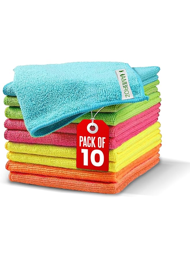 promass Microfiber Cleaning Cloth Multi Purposes Kitchen Towel Set Super Absorbent Reusable Cleaning Towels Kitchen Lint Free Cloth Dusters (30x30cm) (Pack of 10) - Image 1