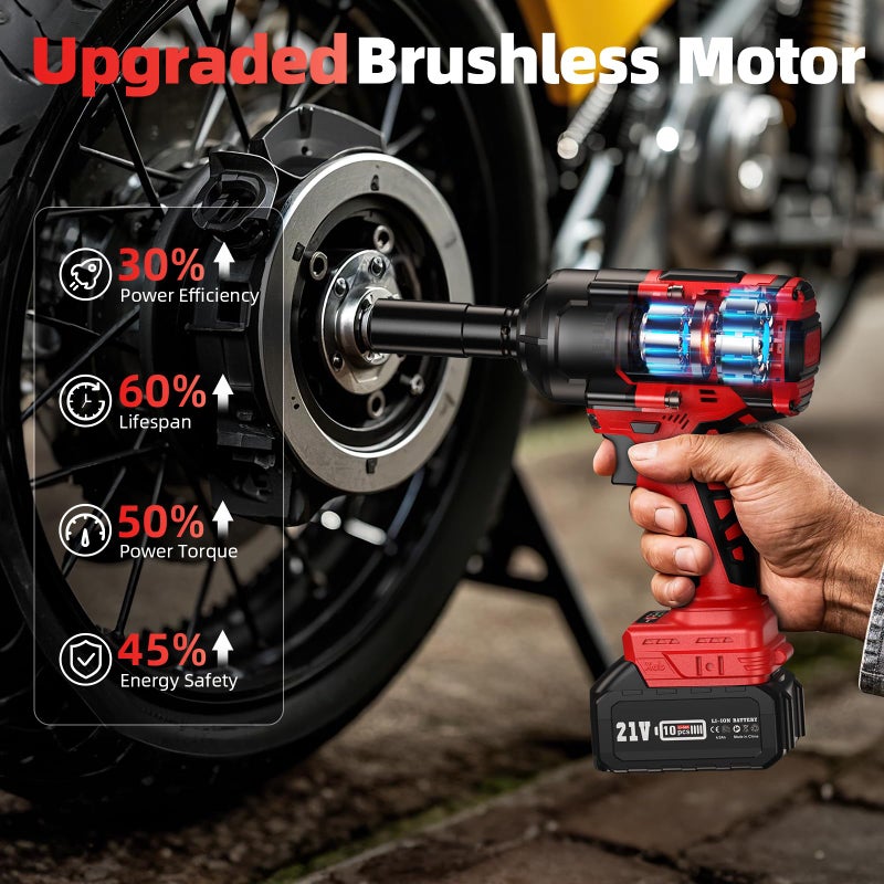 Avhrit Cordless Impact Wrench, 1500Nm/1106Ft-lbs Electric Impact Gun 1/2 Inch with 2x4.0Ah Batteries, High Torque Impact Driver for Car/Truck RV/Mower - Image 2
