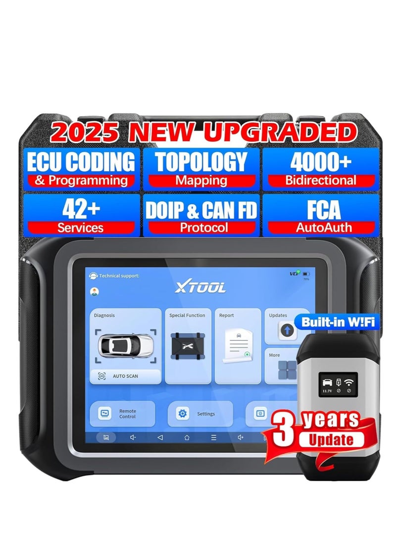 أداة اكس  - أداة تشخيص السيارات XTOOL D9S Pro Automotive Diagnostic Tool V2.0، ماسح ضوئي 2025 OBD2 مع مصادقة تلقائية من FCA، برمجة وحدة التحكم الإلكترونية/ ترميز وحدة التحكم الإلكترونية، أداة مسح ثنائية الاتجاه مع طوبولوجيا، أكثر من 42 عملية إعادة ضبط، CAN FD/DoIP، ترقية D9S/D9Pro - Image 1