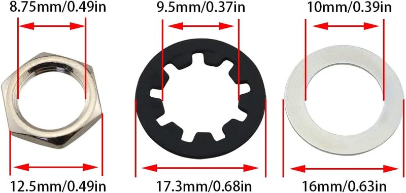 klarako 5Sets Guitar Nuts, Washers & Lock Washers for US CTS Pots Switchcraft Jacks - Image 2