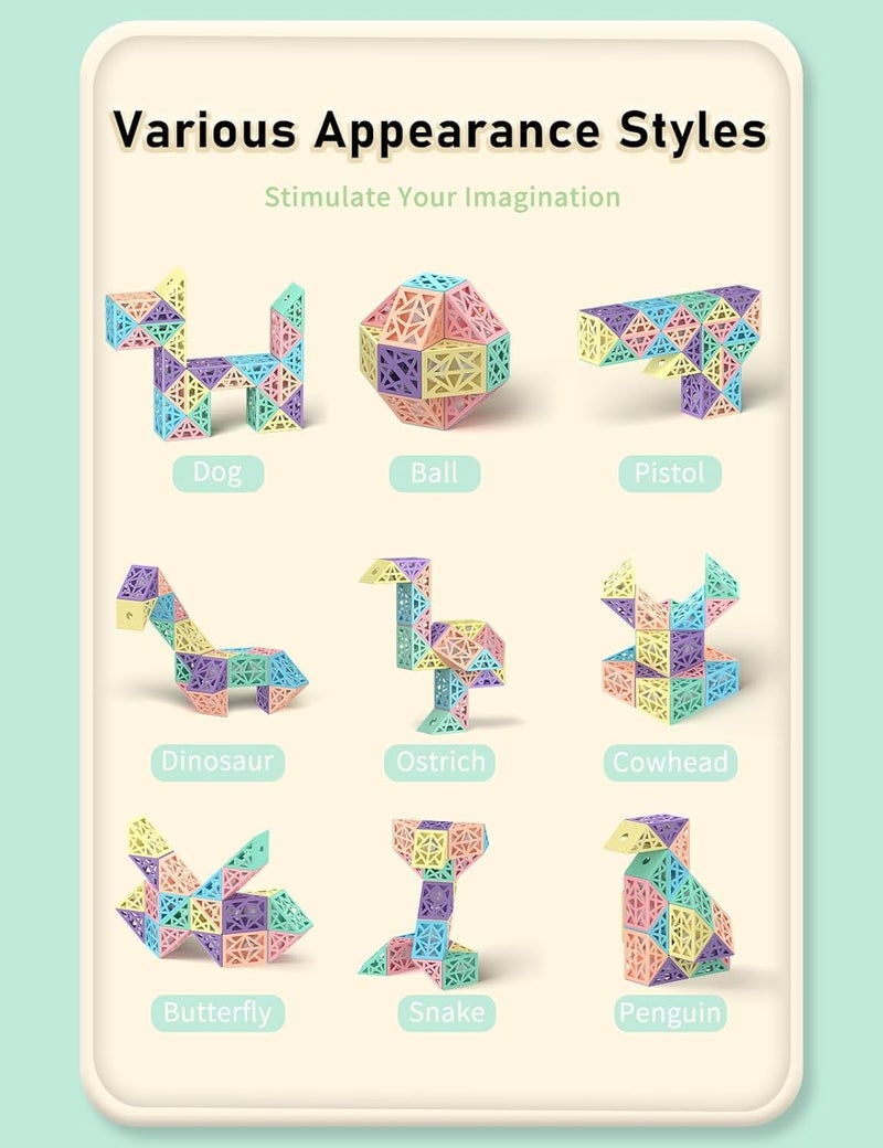 Slipps 48 Blocks Geometric Magic Cube Brainteaser Snake Cube Puzzle Game Sensory Toy Party Favours, Gift Bag, Birthday Toys for Children Boy Girl Adults - Image 3