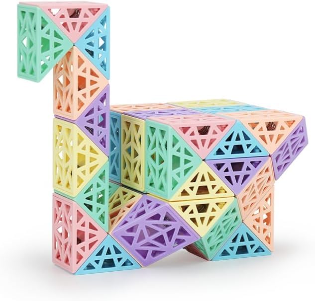 Slipps 48 Blocks Geometric Magic Cube Brainteaser Snake Cube Puzzle Game Sensory Toy Party Favours, Gift Bag, Birthday Toys for Children Boy Girl Adults - Image 1