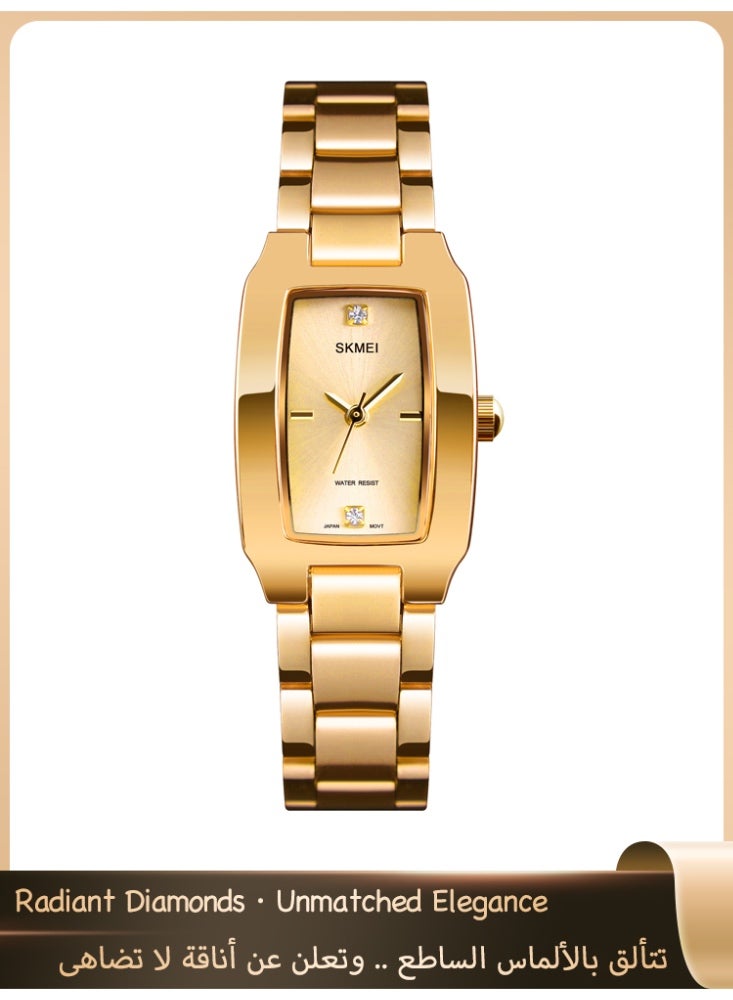 SKMEI Elegant Women's Watch - SKMEI Gold & Diamond Dial with Waterproof Feature for Daily Luxury - Image 1