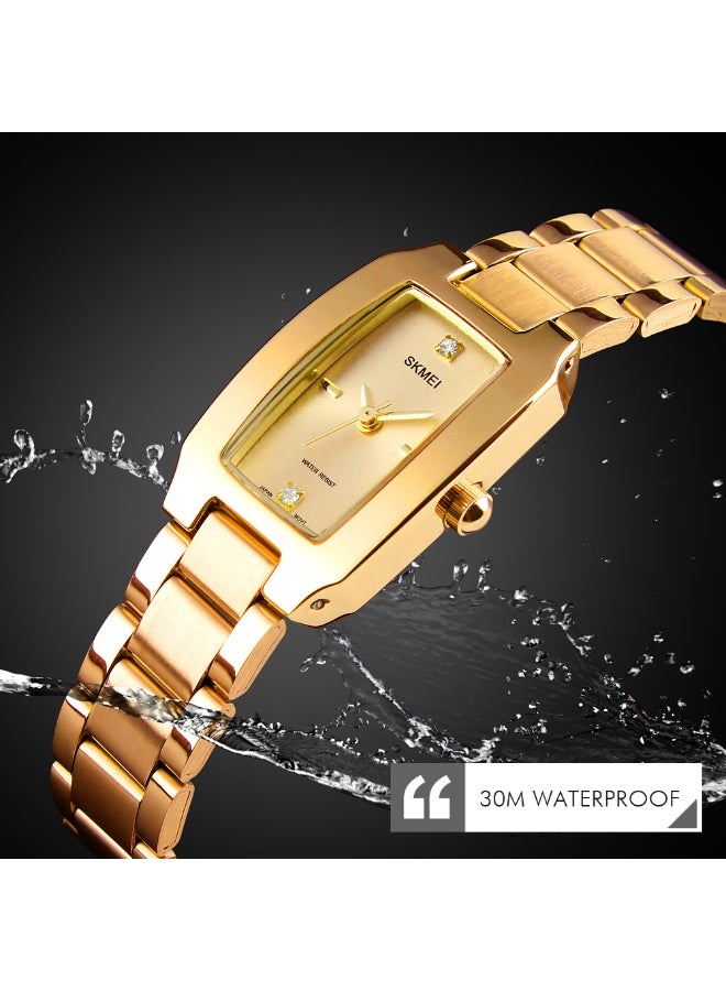 SKMEI Elegant Women's Watch - SKMEI Gold & Diamond Dial with Waterproof Feature for Daily Luxury - Image 2