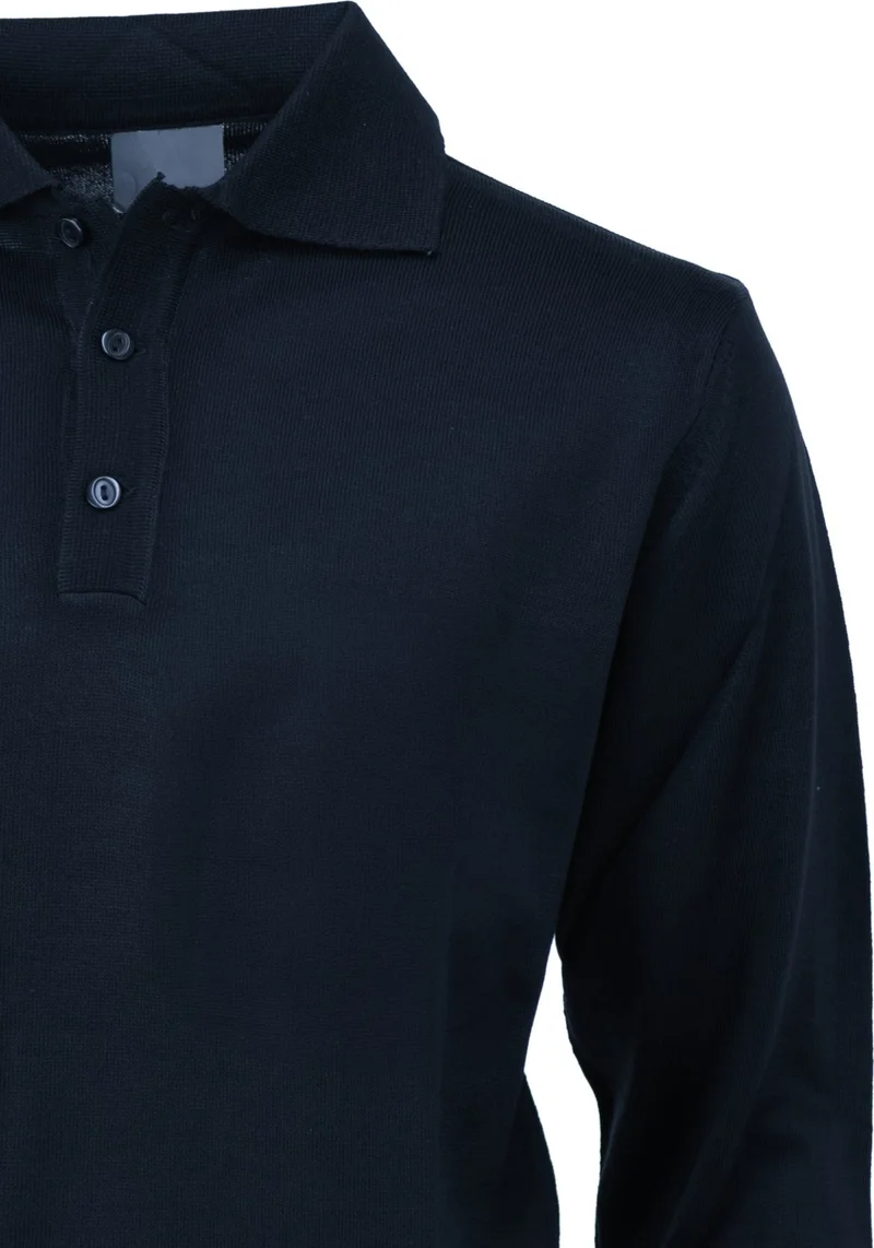 اوبلاند Men's Woolen Woven Sweater Pocketless Polo Collar Solid Color Classic Model Comfortable Cut Full Pattern