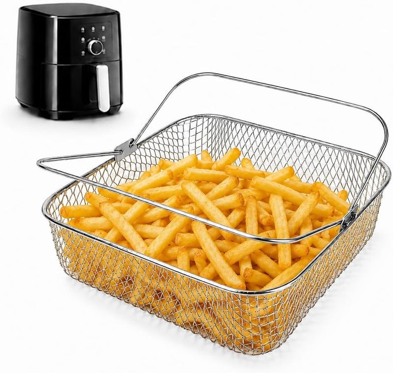 ديميدو سلة فرن الهواء المربعة لـ 5.8QT أو 6QT، إكسسوارات فرن الهواء COSORI؛ سلة شبكية من الفولاذ المقاوم للصدأ (مادة 304) لـ 6QT، إكسسوارات فرن الهواء Instant Vortex؛ سلة مزودة بمقبض لطراز Instant Vortex Plus، موديلات Phillips XXL. - Image 1