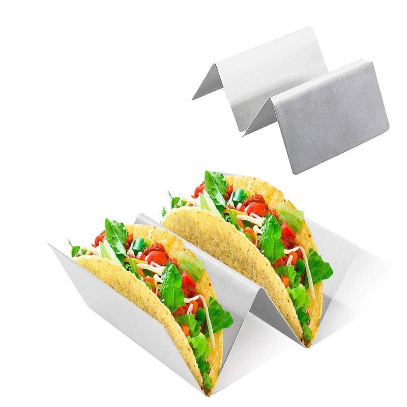 Dynore Dynore Stainless Steel 12 Taco Holders Premium Taco Stands Holds 1 Or 2 Tacos Each Taco Tray Taco Rack with EasyAccess Pack of 16  - Image 4