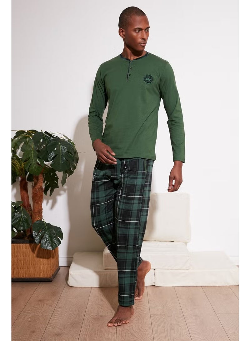 Buratti Plaid Cotton Regular Fit Long Sleeve Pajama Set Men's Pajama Set 60961004 - Image 1