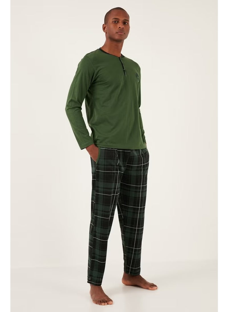 Buratti Plaid Cotton Regular Fit Long Sleeve Pajama Set Men's Pajama Set 60961004 - Image 2