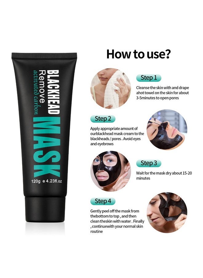 YAFUSIPE Peel Off Face Mask, Blackhead Remover Mask Activated Charcoal Black Mask, Purifying Blackhead Mask Peel Off Face Mask for Nose Pores Acne Blackhead Facial Mask with Brush and Pimple Extractor Tools - Image 4