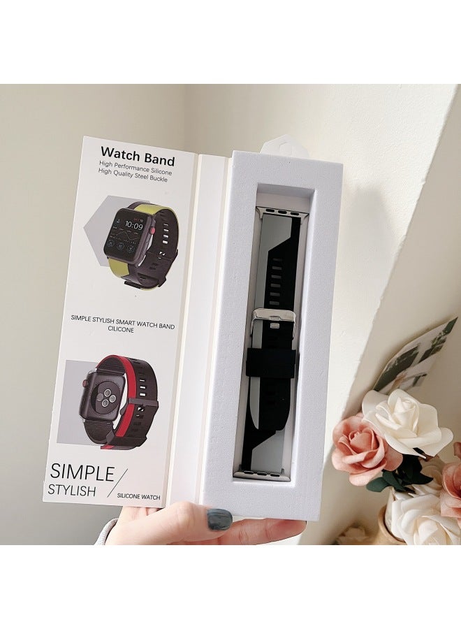 Applicable Iwatch Strap Silicone Ultra Business Strap For Apple49mSE8 For Apple Watch Protective Shell Suit-Color:Midnight Blue-Appearance Size:49/45/44/42mm