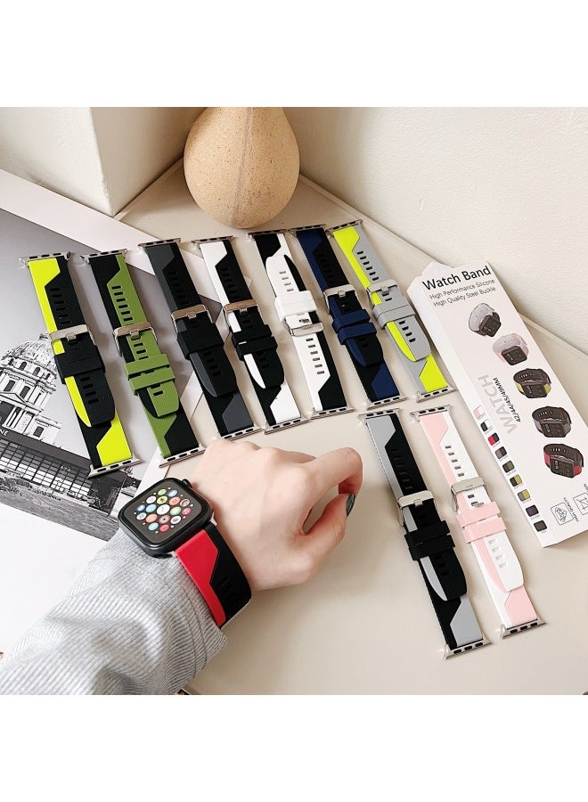 Applicable Iwatch Strap Silicone Ultra Business Strap For Apple49mSE8 For Apple Watch Protective Shell Suit-Color:Midnight Blue-Appearance Size:49/45/44/42mm
