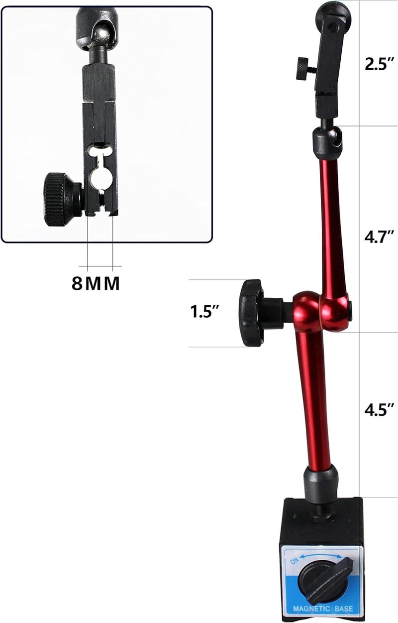 Hardware Factory Store Store HFS (R) 132lbs/60kg Max Pull Clamping Hole Diameter 8mm Magnetic Base Adjustable Metal Test Indicator Holder Digital Level 14" - Tool Stand - Image 2