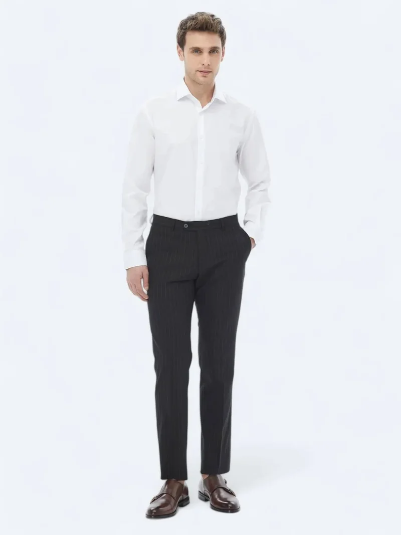 Kip White Plain Weave Classic Cotton Blend Shirt