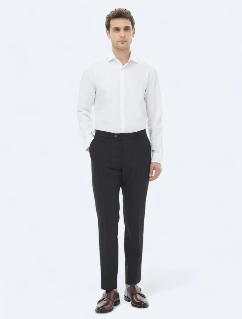 Kip White Plain Weave Classic Cotton Blend Shirt
