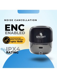 GRABIT GTUNES-GROOVE  True Wireless Earbuds – Smart Twin Design & Clear Sound. GTUNES-GROOVE True Wireless Earbuds with Bluetooth 5.4 offer In-ear + Semi in-ear design for a perfect fit. The 600mAh battery provides 6-hour playtime per charge, with 4 full recharges. Enjoy Enhanced Transparency Mode, quad-mic clarity, and 13mm drivers for rich sound. Smart touch controls and digital battery display add convenience. Type-C fast charging, compatible with iPhone, Samsung, OnePlus, Xiaomi, Huawei, Google Pixel, iPads, MacBooks, and more.  - Image 2
