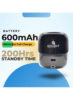 GRABIT GTUNES-GROOVE  True Wireless Earbuds – Smart Twin Design & Clear Sound. GTUNES-GROOVE True Wireless Earbuds with Bluetooth 5.4 offer In-ear + Semi in-ear design for a perfect fit. The 600mAh battery provides 6-hour playtime per charge, with 4 full recharges. Enjoy Enhanced Transparency Mode, quad-mic clarity, and 13mm drivers for rich sound. Smart touch controls and digital battery display add convenience. Type-C fast charging, compatible with iPhone, Samsung, OnePlus, Xiaomi, Huawei, Google Pixel, iPads, MacBooks, and more.  - Image 4