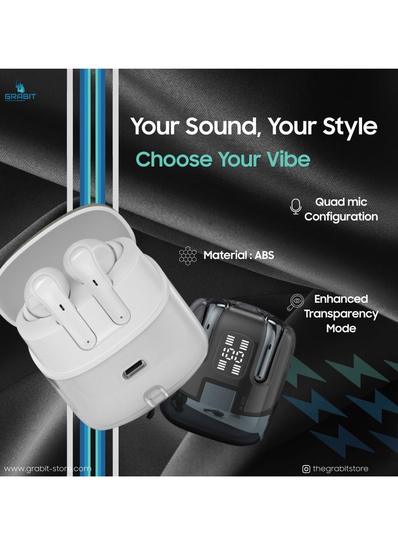 GTUNES-GROOVE True Wireless Earbuds – Smart Twin Design, Quad-Mic, 6H Playtime, Fast Type-C Charging