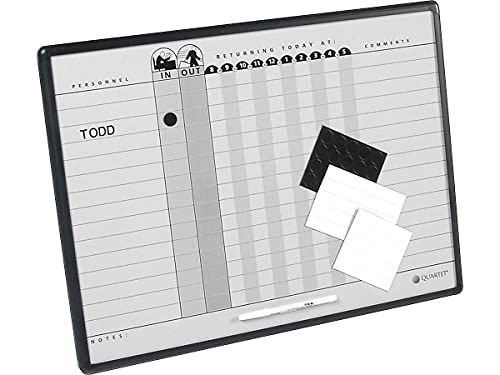 Quartet Grey DuraMax Porcelain In/Out Personnel Board System, 36 Names, 18 x 24 Inches, Black Aluminum Frame (781G) - Image 2