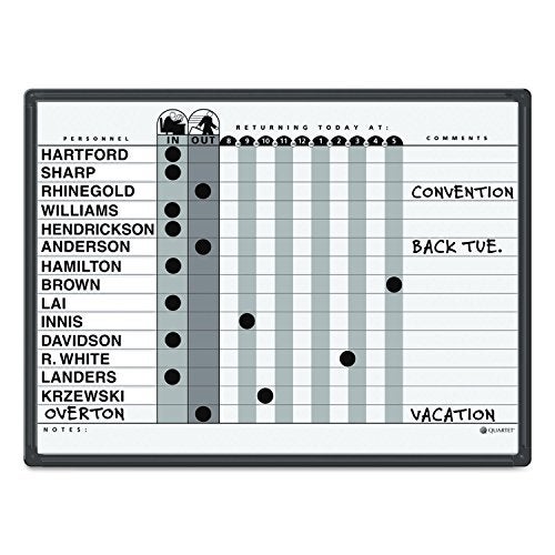 Quartet Grey DuraMax Porcelain In/Out Personnel Board System, 36 Names, 18 x 24 Inches, Black Aluminum Frame (781G) - Image 5