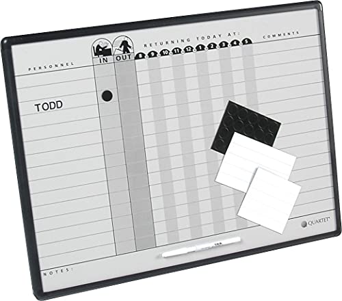 Quartet Grey DuraMax Porcelain In/Out Personnel Board System, 36 Names, 18 x 24 Inches, Black Aluminum Frame (781G) - Image 3