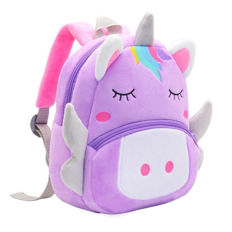 Plush Kids Backpack, Purple Unicorn Animal Design, Soft Lightweight School Bag for Toddlers and Preschool Kids - Image 3