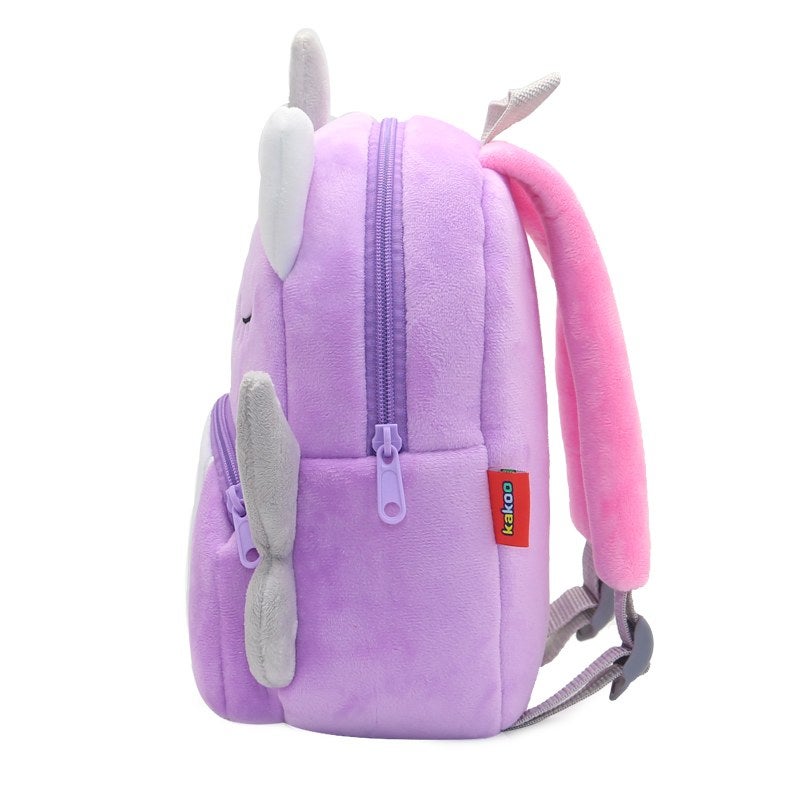 Plush Kids Backpack, Purple Unicorn Animal Design, Soft Lightweight School Bag for Toddlers and Preschool Kids - Image 4
