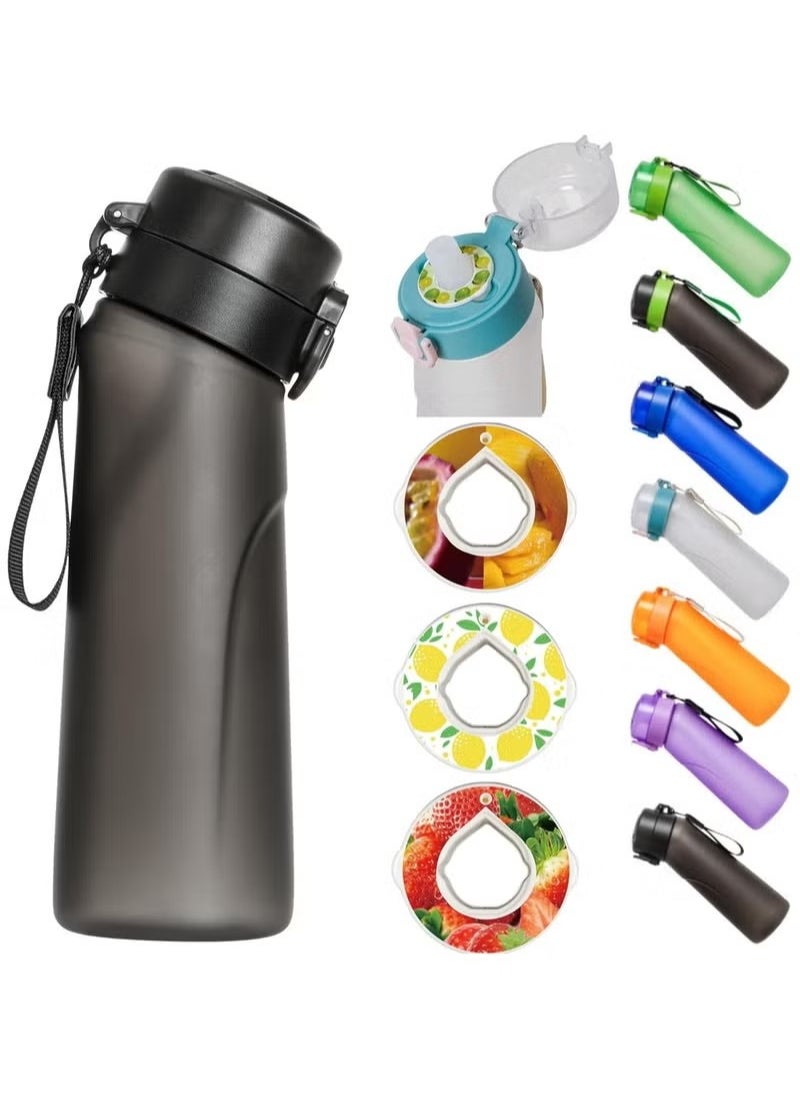 Gonice - Flavored Water Bottle, Air Up Water Bottle with Flavor Pods, Air Up Flavor Water Bottle, Water Bottle for Kids, Air Up (New Black - 1 bottle (750 ml) + 3 pods in random flavors) - Image 1