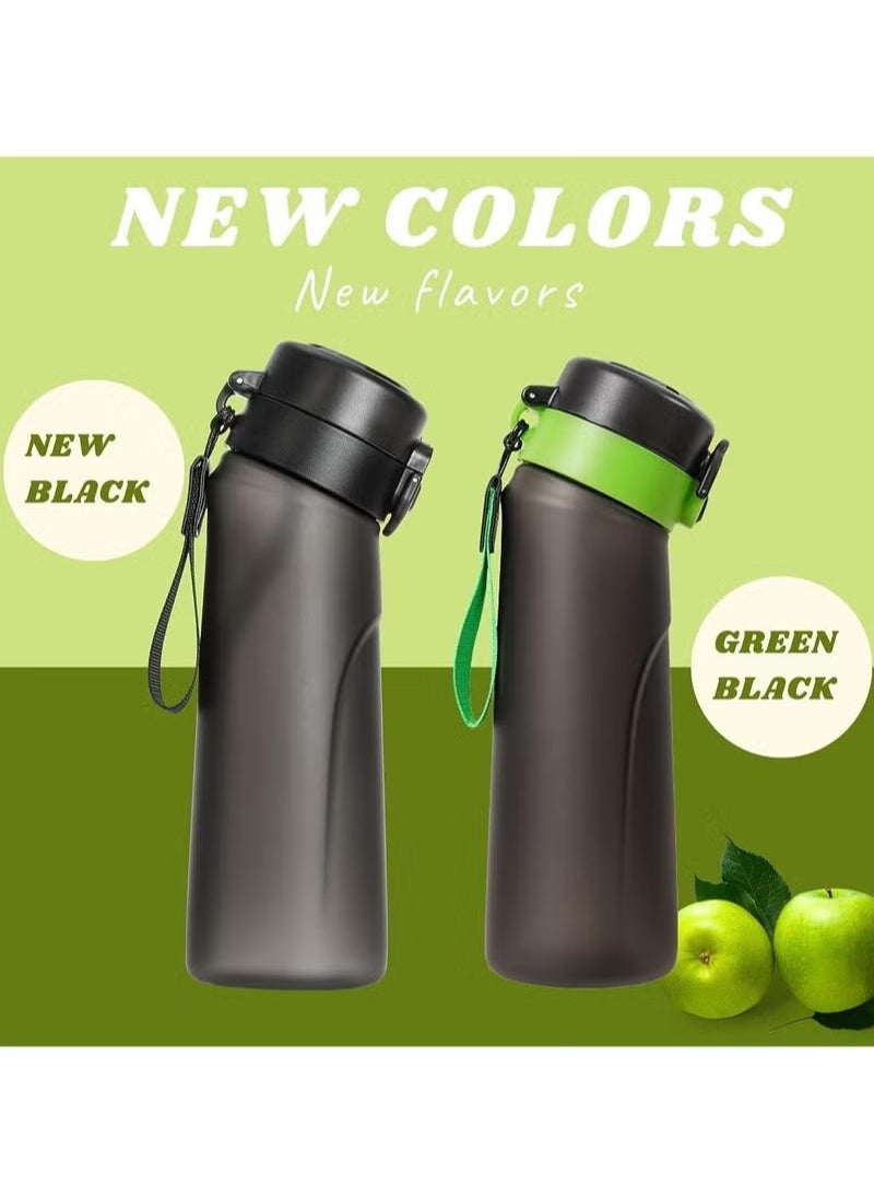 Gonice - Flavored Water Bottle, Air Up Water Bottle with Flavor Pods, Air Up Flavor Water Bottle, Water Bottle for Kids, Air Up (New Black - 1 bottle (750 ml) + 3 pods in random flavors) - Image 1