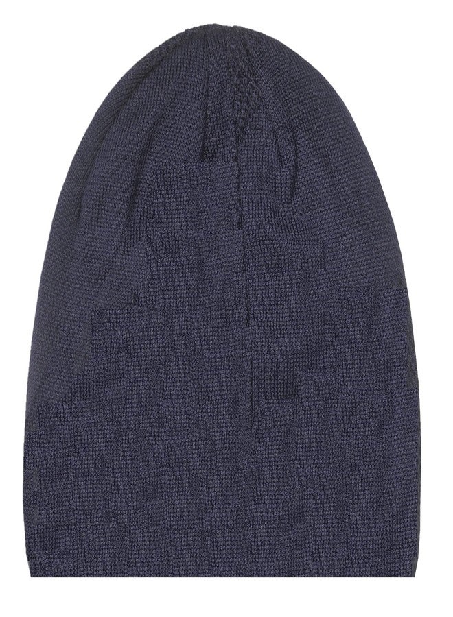 ATABZ Plain Black Winter Woolen Skull caps with Fur Beanie - Image 3